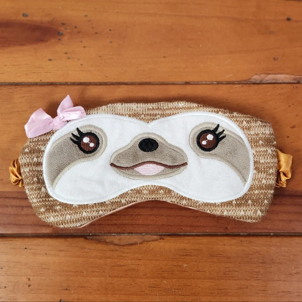 Cute Sloth Sleep Mask with Pink Bow